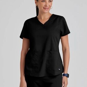 Greys Anatomy AUBREY Black V-Neck Scrub Top